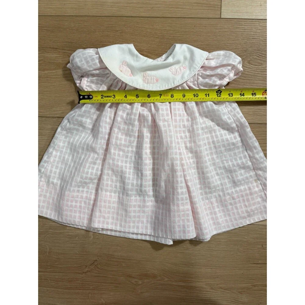 Vintage The Bailey Boys Baby Girl Dress 12M Smocked Style Pink Bunny Collar